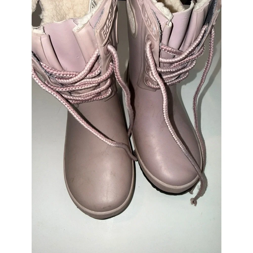 BOGS Amanda Plush $70 Youth Girls 13 Light Pink Pull On Lace Up Waterproof Boots